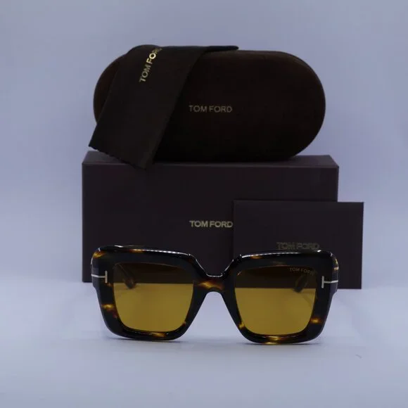 Tom Ford FT1157 52E Esme Square Sunglasses - Dark Havana/Brown display picture 1